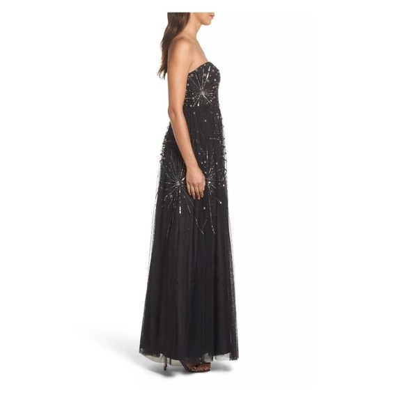 NWT $349 Adrianna Papell Embellished‎ Strapless Mesh Gown [ SZ 6 ] - Picture 2 of 6
